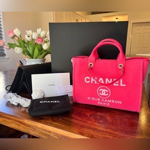 ‼️SOLD‼️NWT Chanel Deauville Tote 24C - Hot Pink